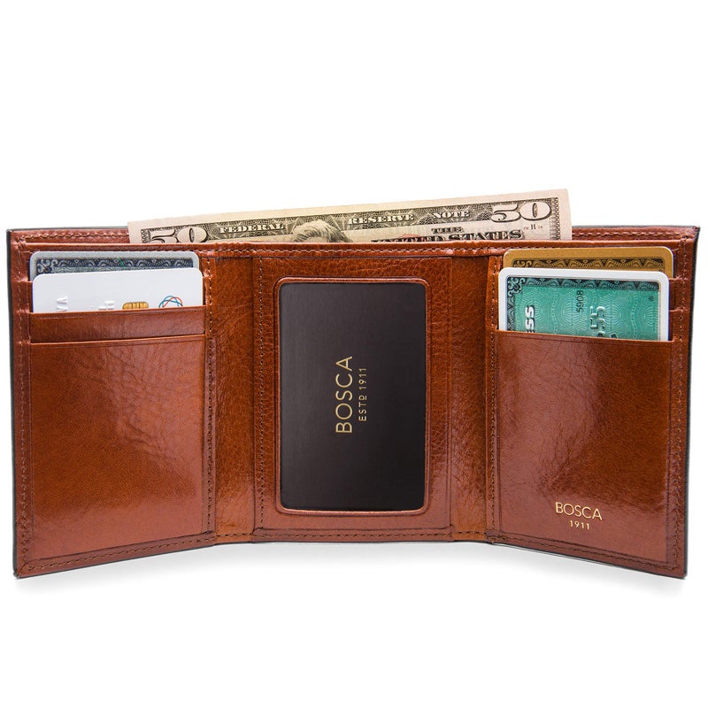 Bosca | Menâ€™s Double I.D. Trifold Wallet w/RFID Blocking in Italian Old Leather - Image 5